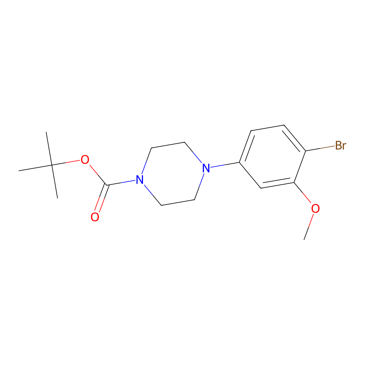 Tert-butyl 4-(4-bromo-3-methoxyphenyl)piperazine-1-carboxylate molecular structure, CAS 1146950-52-8