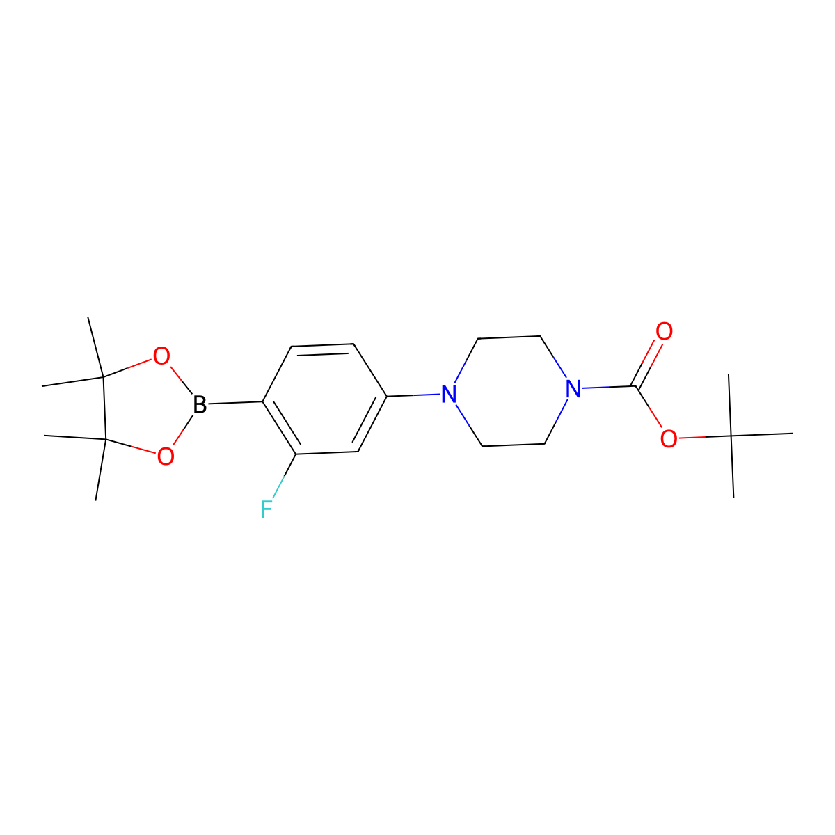 Tert-butyl 4-(3-fluoro-4-(4,4,5,5-tetramethyl-1,3,2-dioxaborolan-2-yl)phenyl)piperazine-1-carboxylate molecular structure, CAS 1146950-53-9