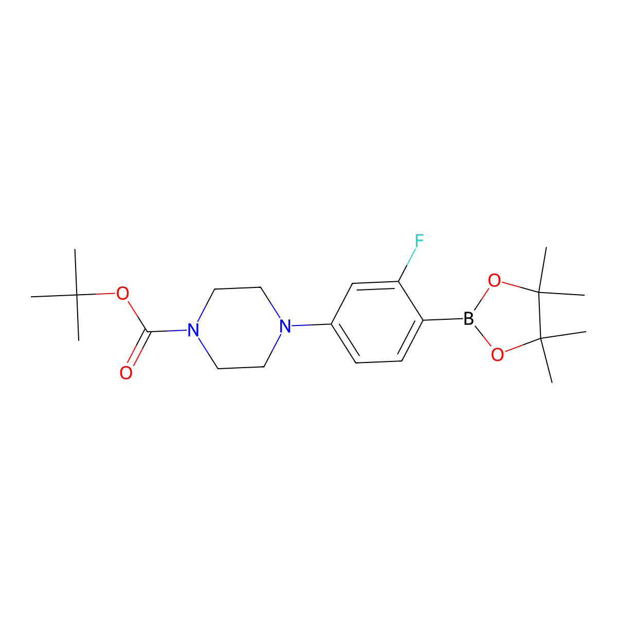 Tert-butyl 4-(3-fluoro-4-(4,4,5,5-tetramethyl-1,3,2-dioxaborolan-2-yl)phenyl)piperazine-1-carboxylate molecular structure, CAS 1146950-53-9