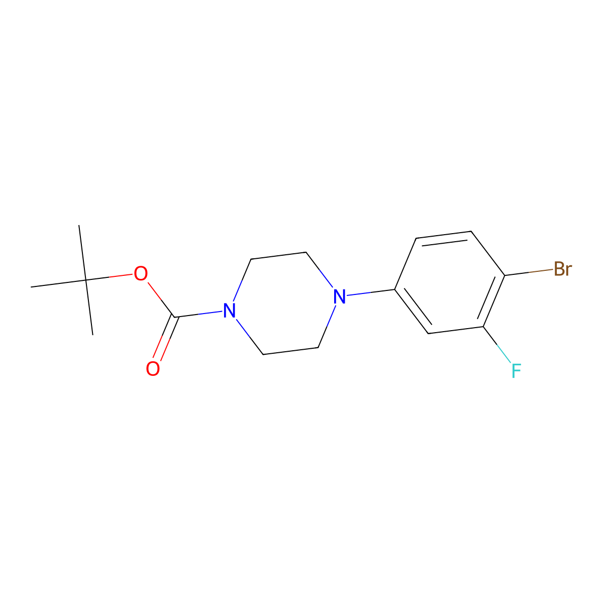 Tert-butyl 4-(4-bromo-3-fluorophenyl)piperazine-1-carboxylate molecular structure, CAS 1146950-54-0