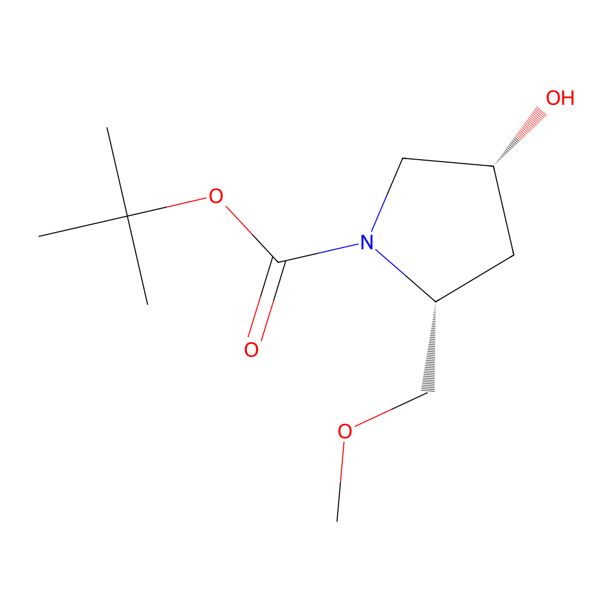 Tert-butyl (2r,4r)-4-hydroxy-2-(methoxymethyl)pyrrolidine-1-carboxylate molecular structure, CAS 1146951-37-2
