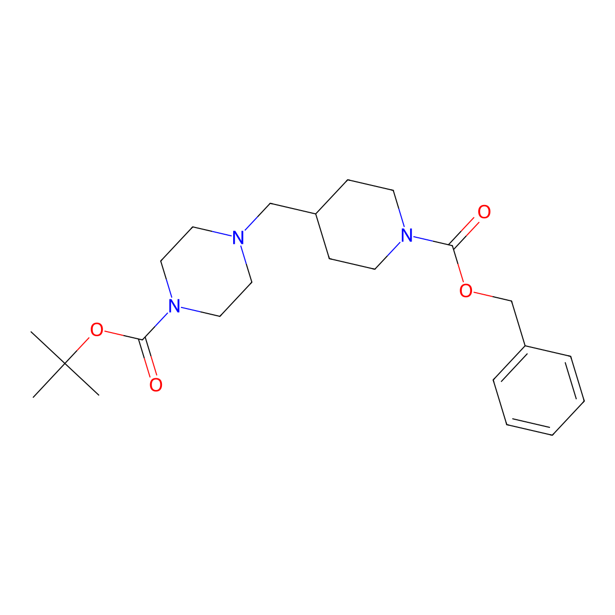 1-Boc-4-[(1-Cbz-4-piperidyl)methyl]piperazine molecular structure, CAS 1146951-40-7