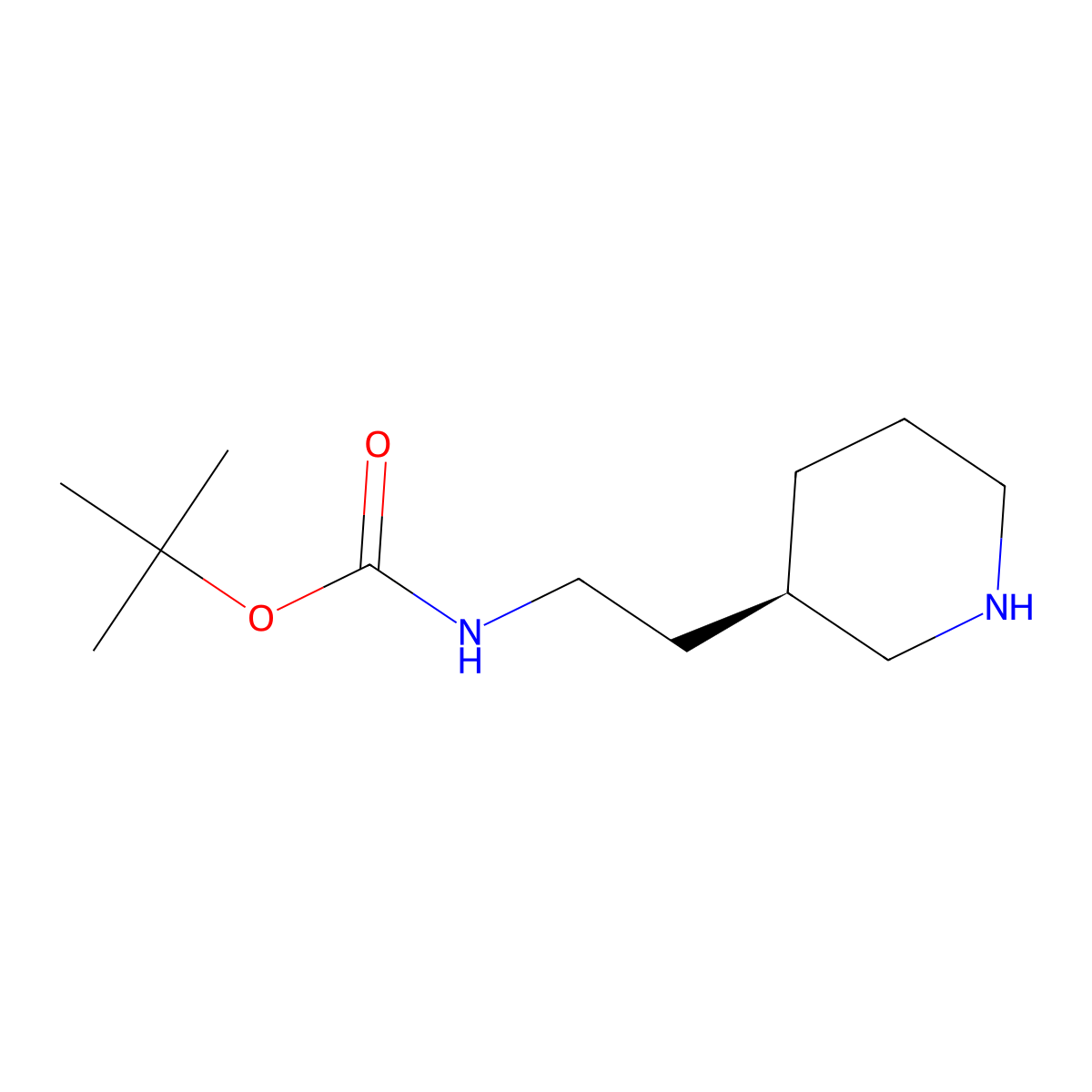 (R)-tert-Butyl (2-(piperidin-3-yl)ethyl)carbamate molecular structure, CAS 1146951-86-1