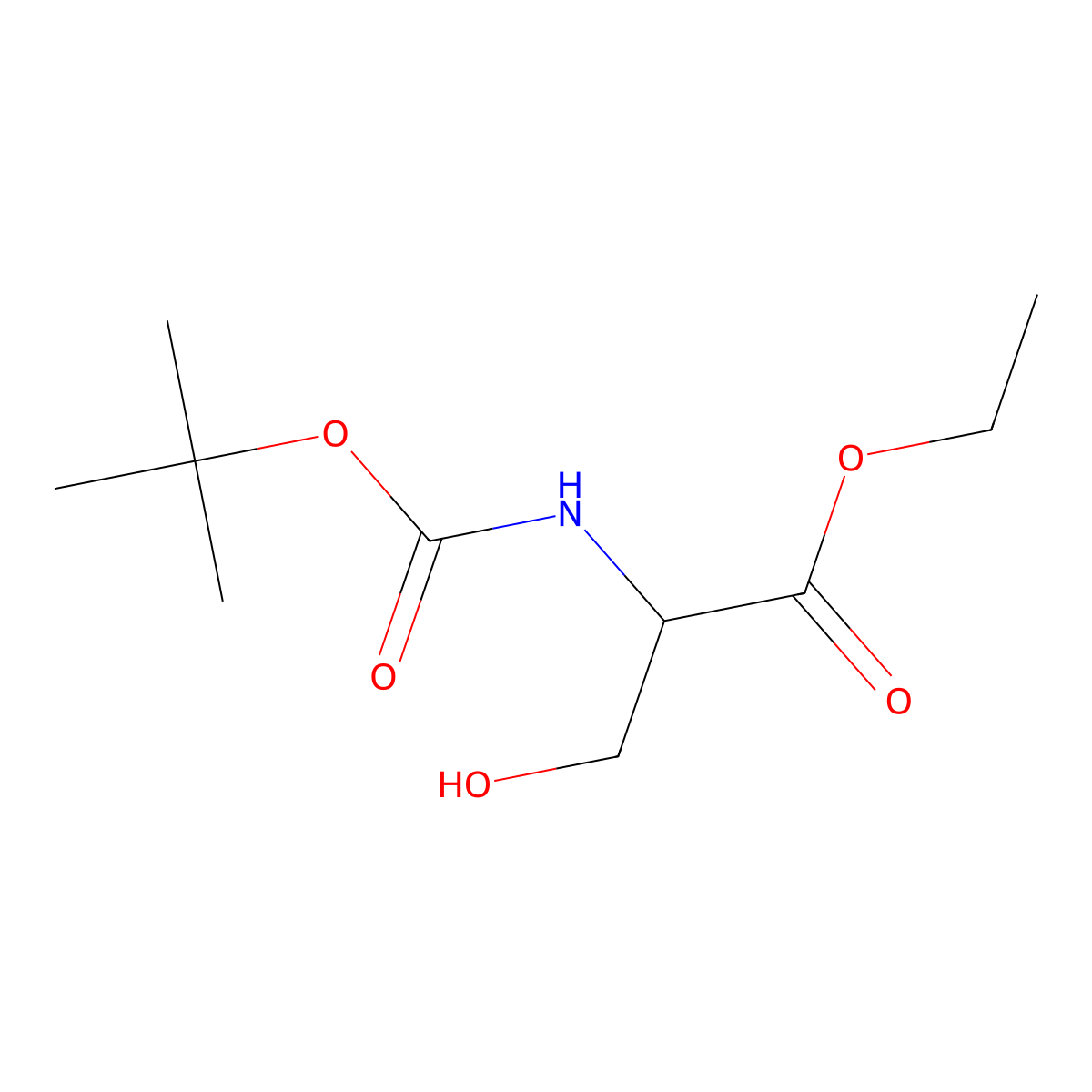 (R)-Ethyl 2-((tert-butoxycarbonyl)amino)-3-hydroxypropanoate molecular structure, CAS 1146954-88-2