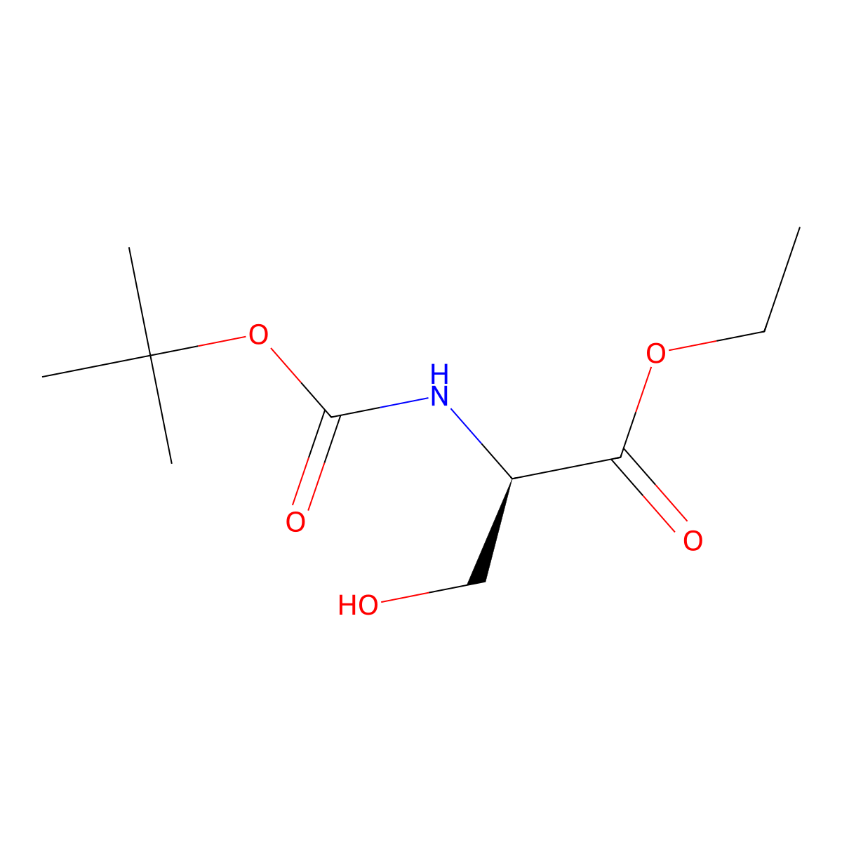 (R)-Ethyl 2-((tert-butoxycarbonyl)amino)-3-hydroxypropanoate molecular structure, CAS 1146954-88-2