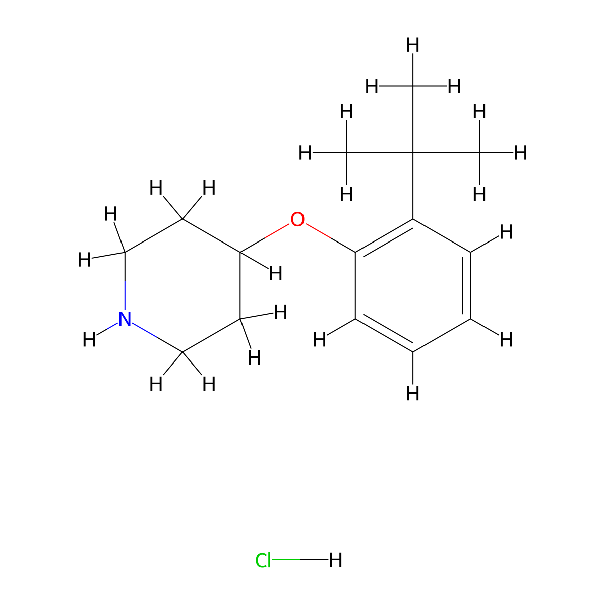 4-[2-(Tert-butyl)phenoxy]piperidine hydrochloride molecular structure, CAS 1146960-29-3