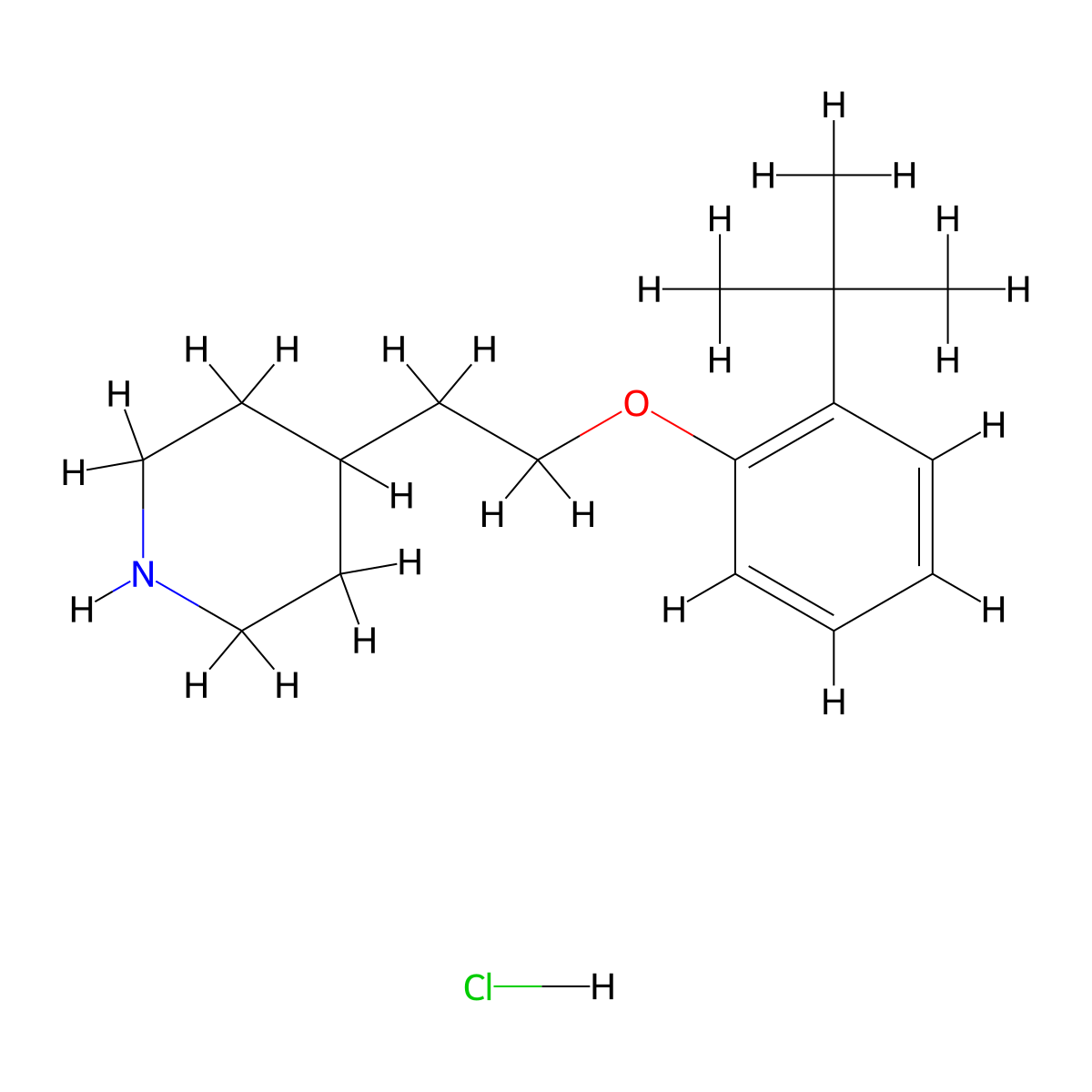 4-(2-(2-(tert-Butyl)phenoxy)ethyl)piperidine hydrochloride molecular structure, CAS 1146960-36-2