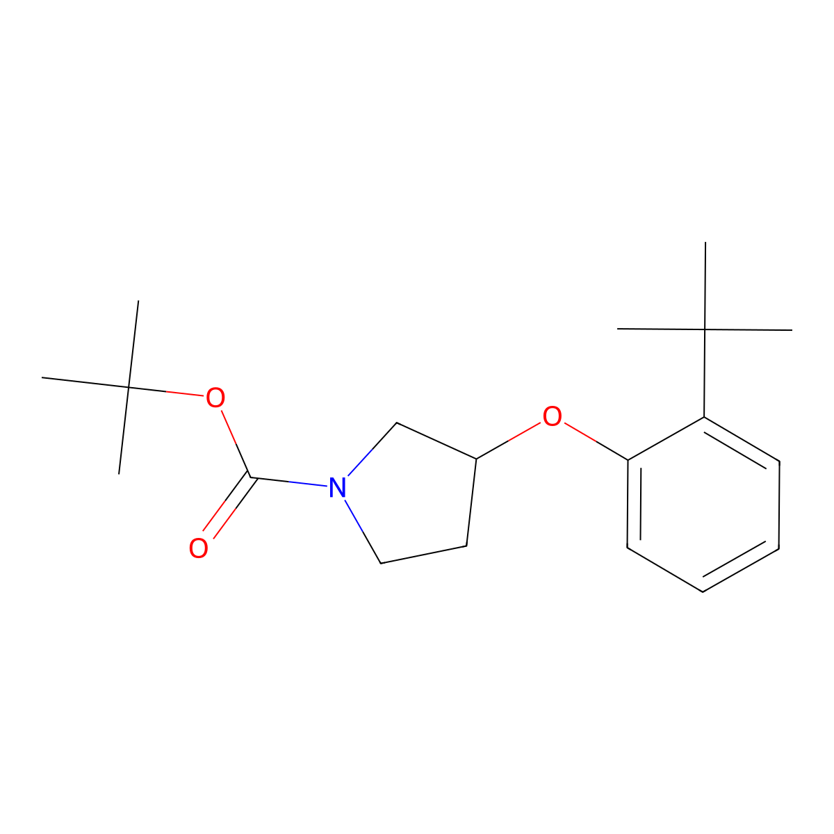Tert-butyl 3-(2-tert-butylphenoxy)pyrrolidine-1-carboxylate molecular structure, CAS 1146960-52-2