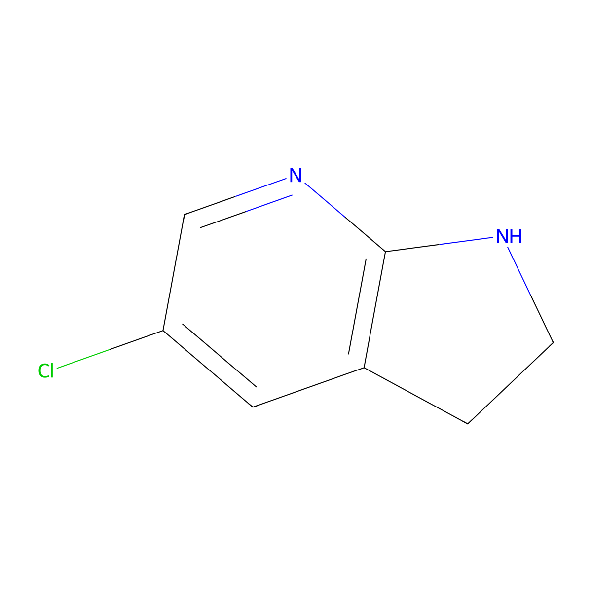 5-chloro-2,3-dihydro-1H-pyrrolo[2,3-b]pyridine molecular structure, CAS 1146970-26-4