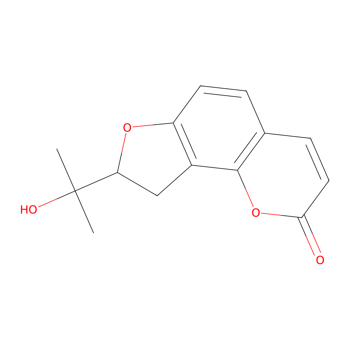 8,9-Dihydro-8-(1-hydroxy-1-methylethyl)-2H-furo(2,3-h)-1-benzopyran-2-one molecular structure, CAS 1147-29-1