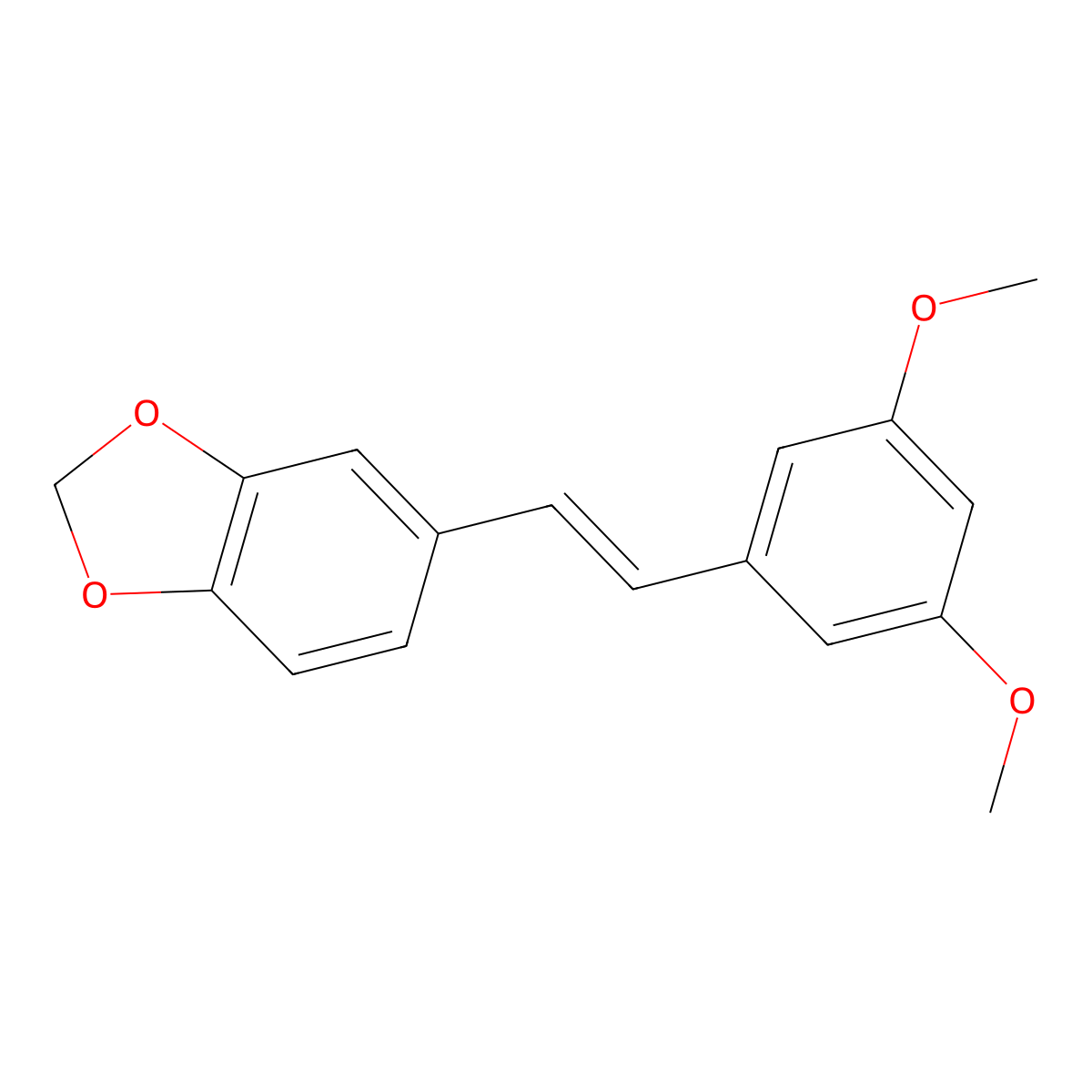 (E)-3,5-dimethoxy-3',4'-methylenedioxy-stilbene molecular structure, CAS 114701-80-3