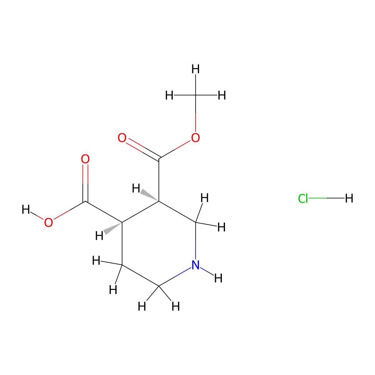 rac-(3R,4R)-3-(methoxycarbonyl)piperidine-4-carboxylic acid hydrochloride molecular structure, CAS 114704-14-2