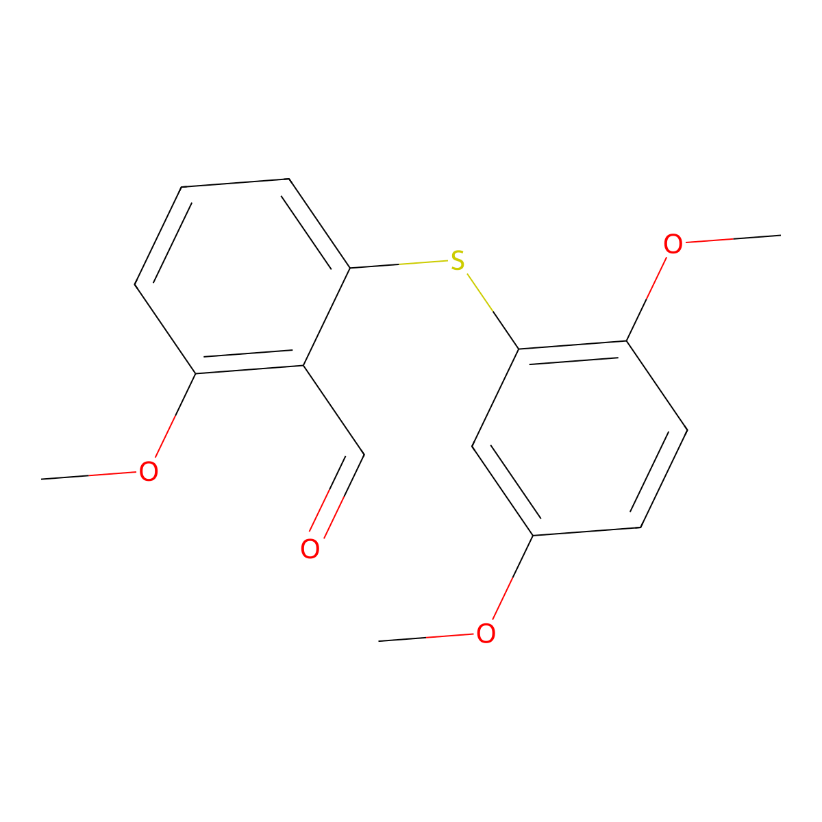 2-(2,5-Dimethoxyphenylthio)-6-methoxybenzaldehyde molecular structure, CAS 1147093-19-3