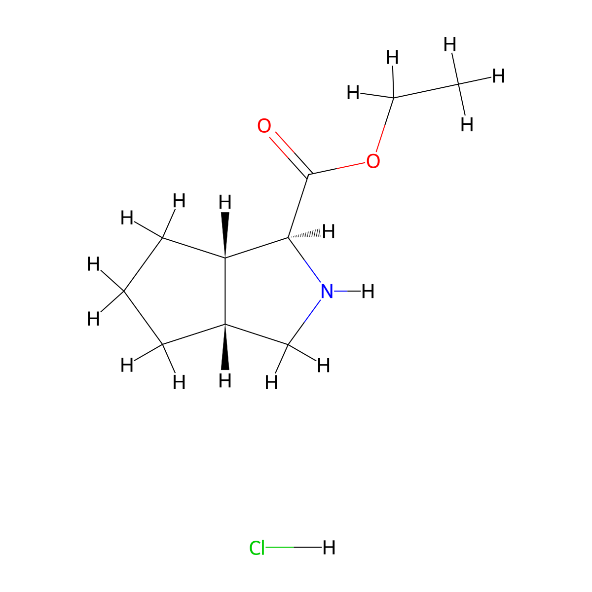 ethyl (1S,3aR,6aS)-octahydrocyclopenta[c]pyrrole-1-carboxylate hydrochloride molecular structure, CAS 1147103-42-1