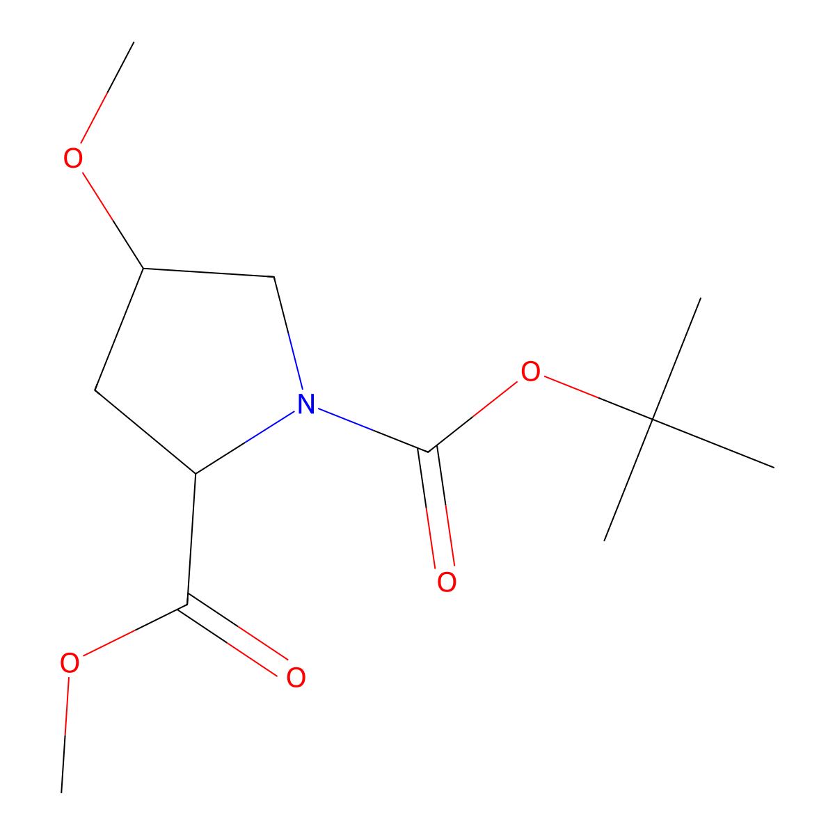Methyl (2R,4S)-1-Boc-4-methoxypyrrolidine-2-carboxylate molecular structure, CAS 1147107-21-8