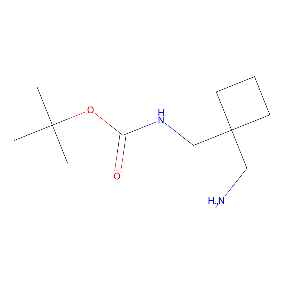 tert-butyl N-((1-(aminomethyl)cyclobutyl)methyl)carbamate molecular structure, CAS 1147107-64-9
