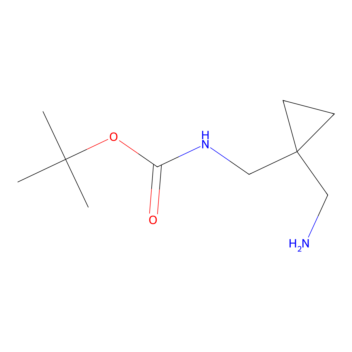 tert-butyl N-((1-(aminomethyl)cyclopropyl)methyl)carbamate molecular structure, CAS 1147109-42-9