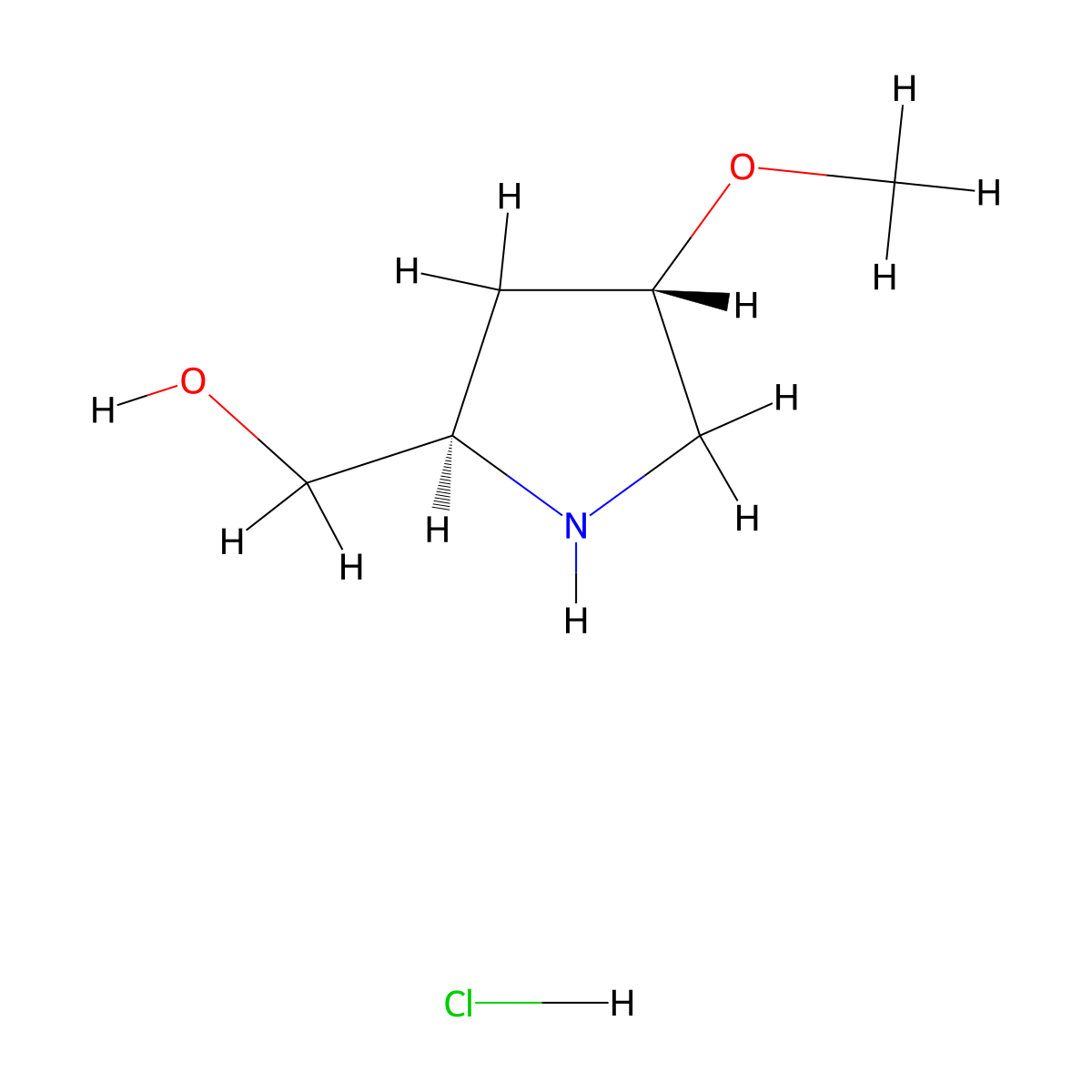 ((2R,4S)-4-Methoxypyrrolidin-2-yl)methanol hydrochloride molecular structure, CAS 1147110-58-4