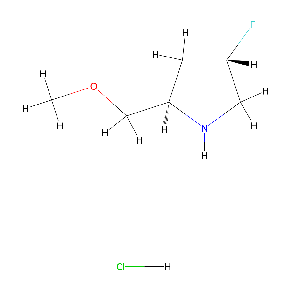 (2R,4S)-4-fluoro-2-(methoxymethyl)pyrrolidine hydrochloride molecular structure, CAS 1147112-61-5