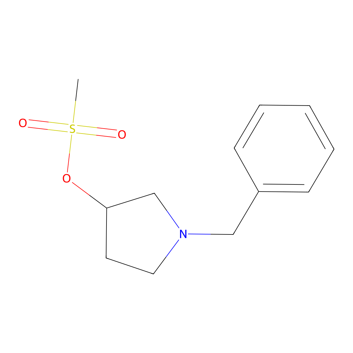 3-Pyrrolidinol, 1-(phenylmethyl)-, 3-methanesulfonate, (3R)- molecular structure, CAS 114715-35-4