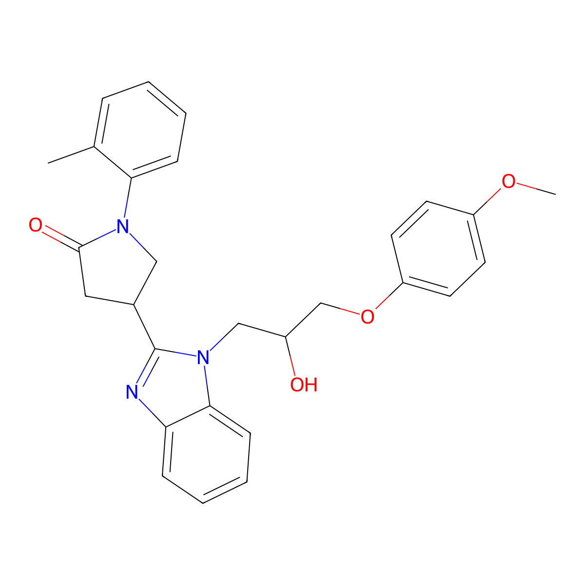 4-(1-(2-hydroxy-3-(4-methoxyphenoxy)propyl)-1H-benzo[d]imidazol-2-yl)-1-(o-tolyl)pyrrolidin-2-one molecular structure, CAS 1147185-77-0