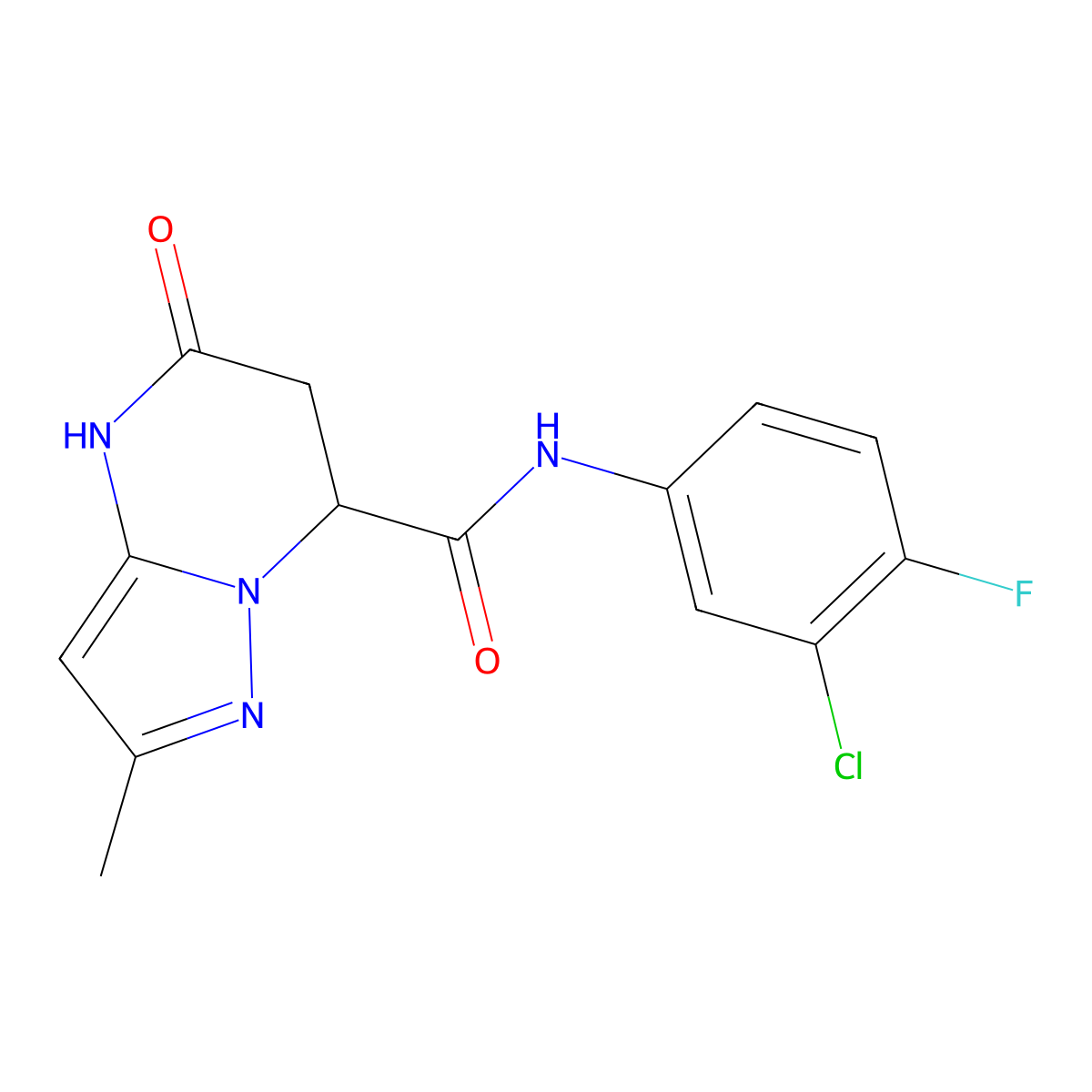 N-(3-chloro-4-fluorophenyl)-2-methyl-5-oxo-4,5,6,7-tetrahydropyrazolo[1,5-a]pyrimidine-7-carboxamide molecular structure, CAS 1147186-43-3