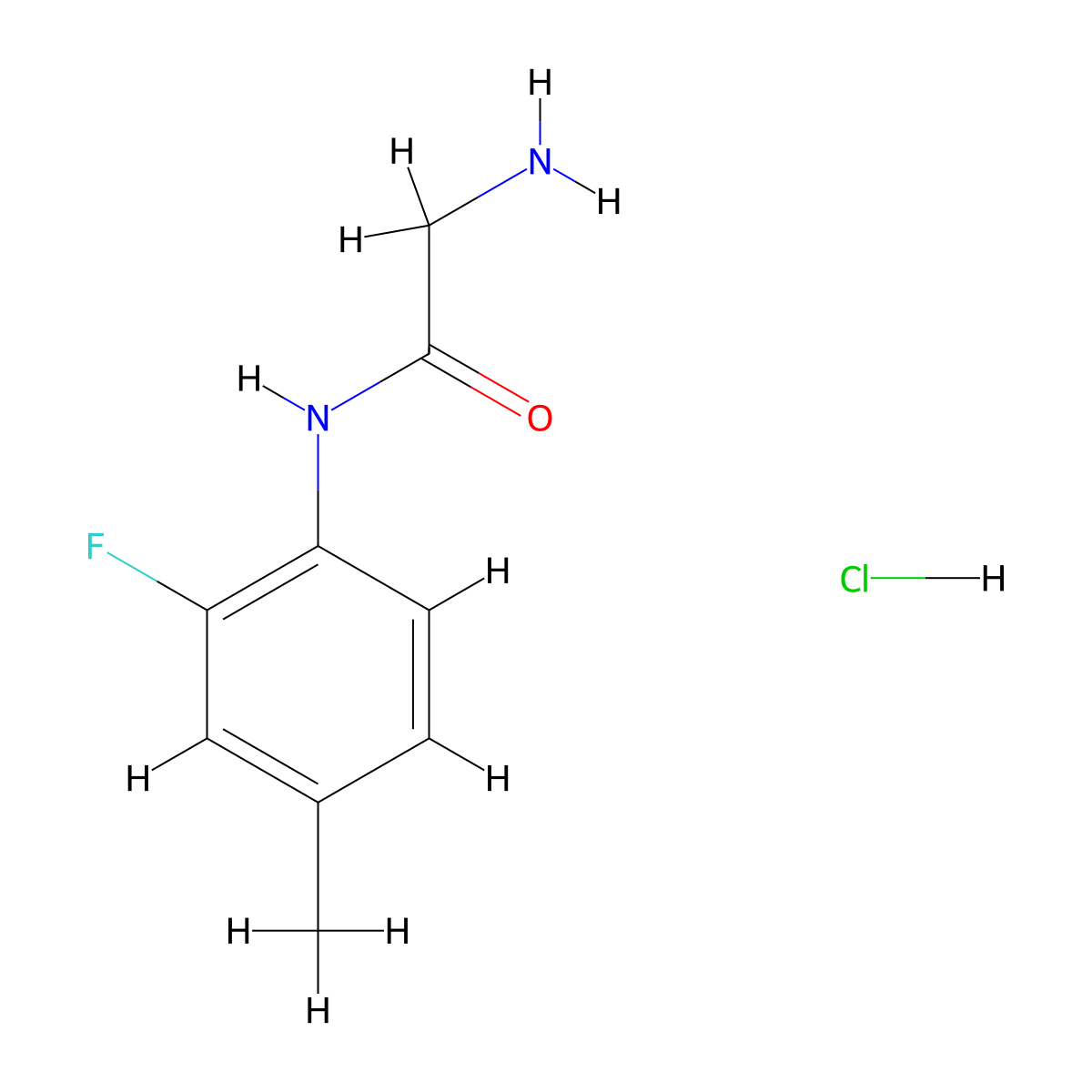 2-Amino-N-(2-fluoro-4-methylphenyl)acetamide hydrochloride molecular structure, CAS 1147187-21-0
