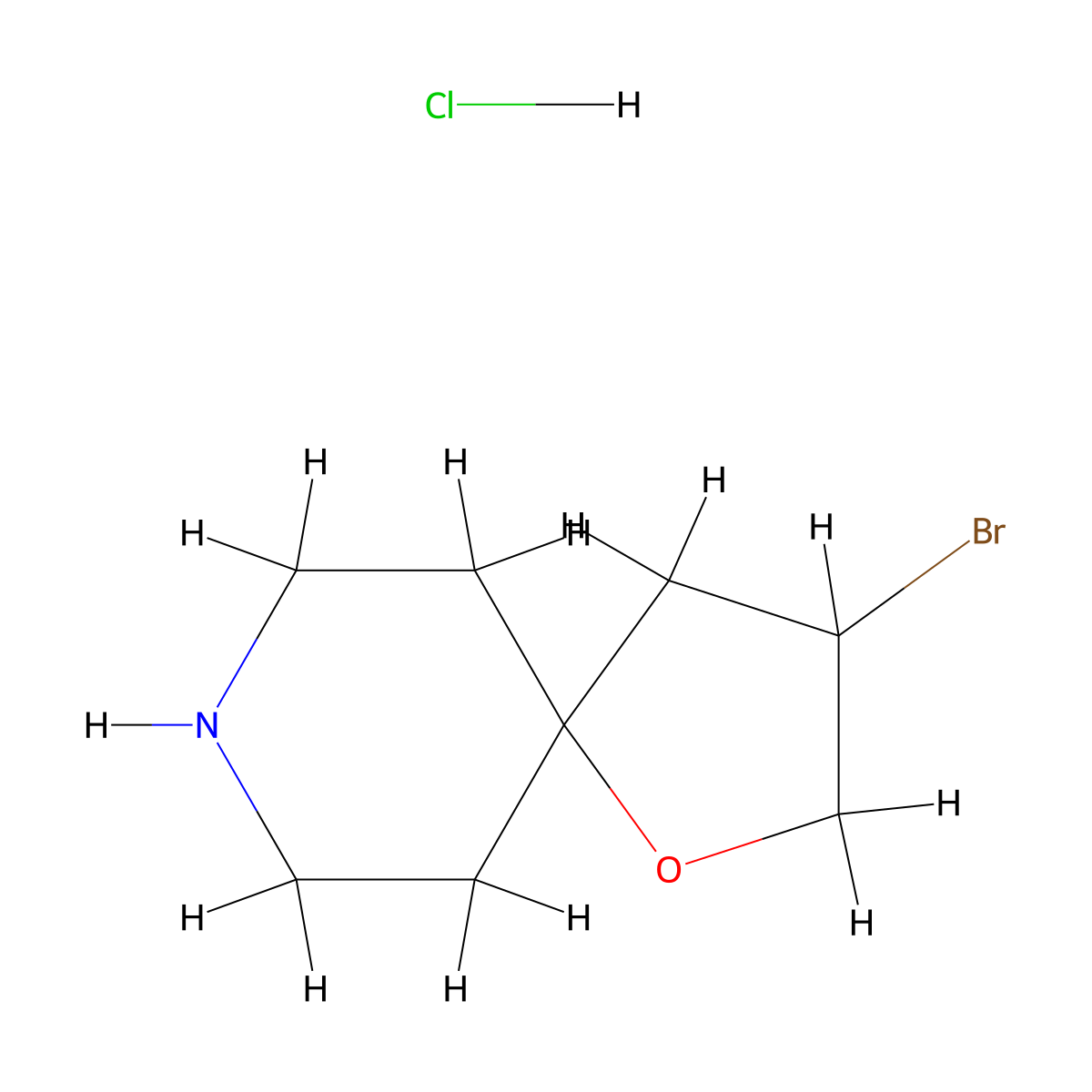 3-Bromo-1-oxa-8-azaspiro[4.5]decane hydrochloride molecular structure, CAS 1147190-07-5