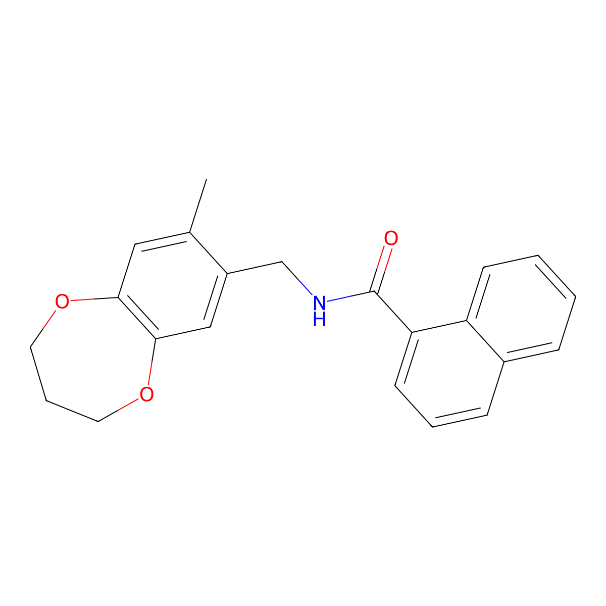 N-[(8-methyl-3,4-dihydro-2H-1,5-benzodioxepin-7-yl)methyl]naphthalene-1-carboxamide molecular structure, CAS 1147192-78-6