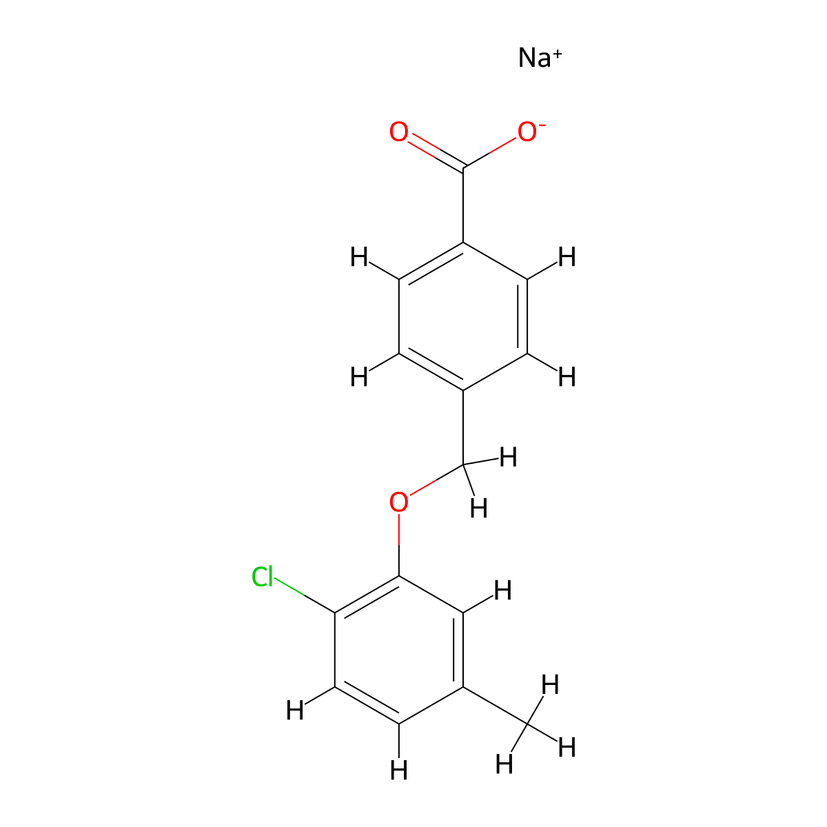 Sodium 4-((2-chloro-5-methylphenoxy)methyl)benzoate molecular structure, CAS 1147193-94-9
