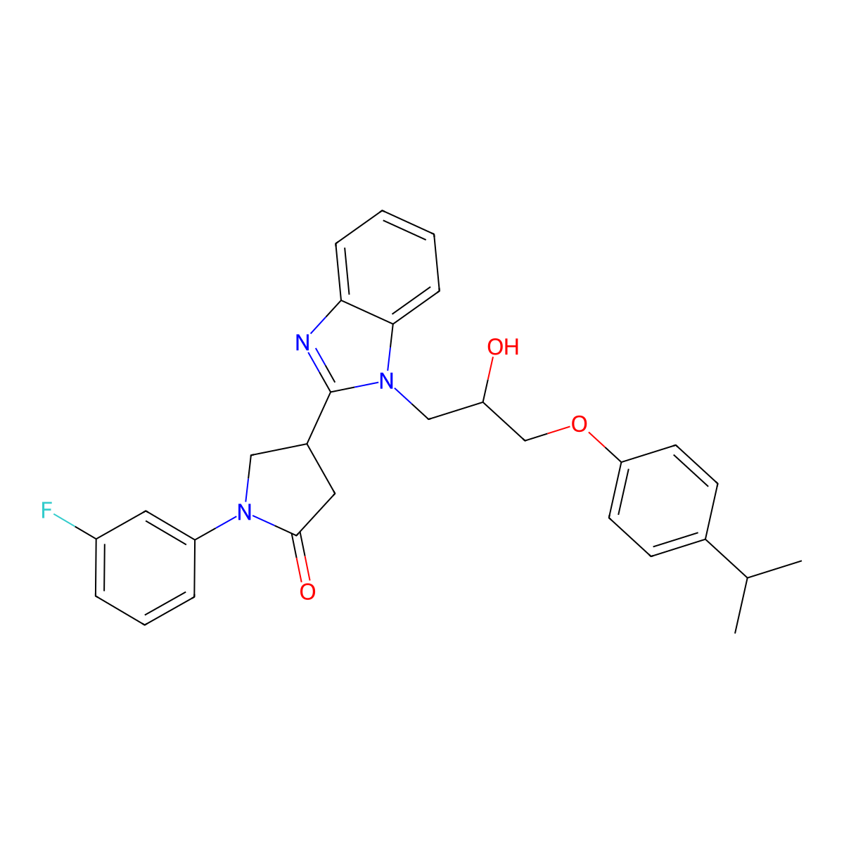 1-(3-fluorophenyl)-4-(1-(2-hydroxy-3-(4-isopropylphenoxy)propyl)-1H-benzo[d]imidazol-2-yl)pyrrolidin-2-one molecular structure, CAS 1147194-40-8