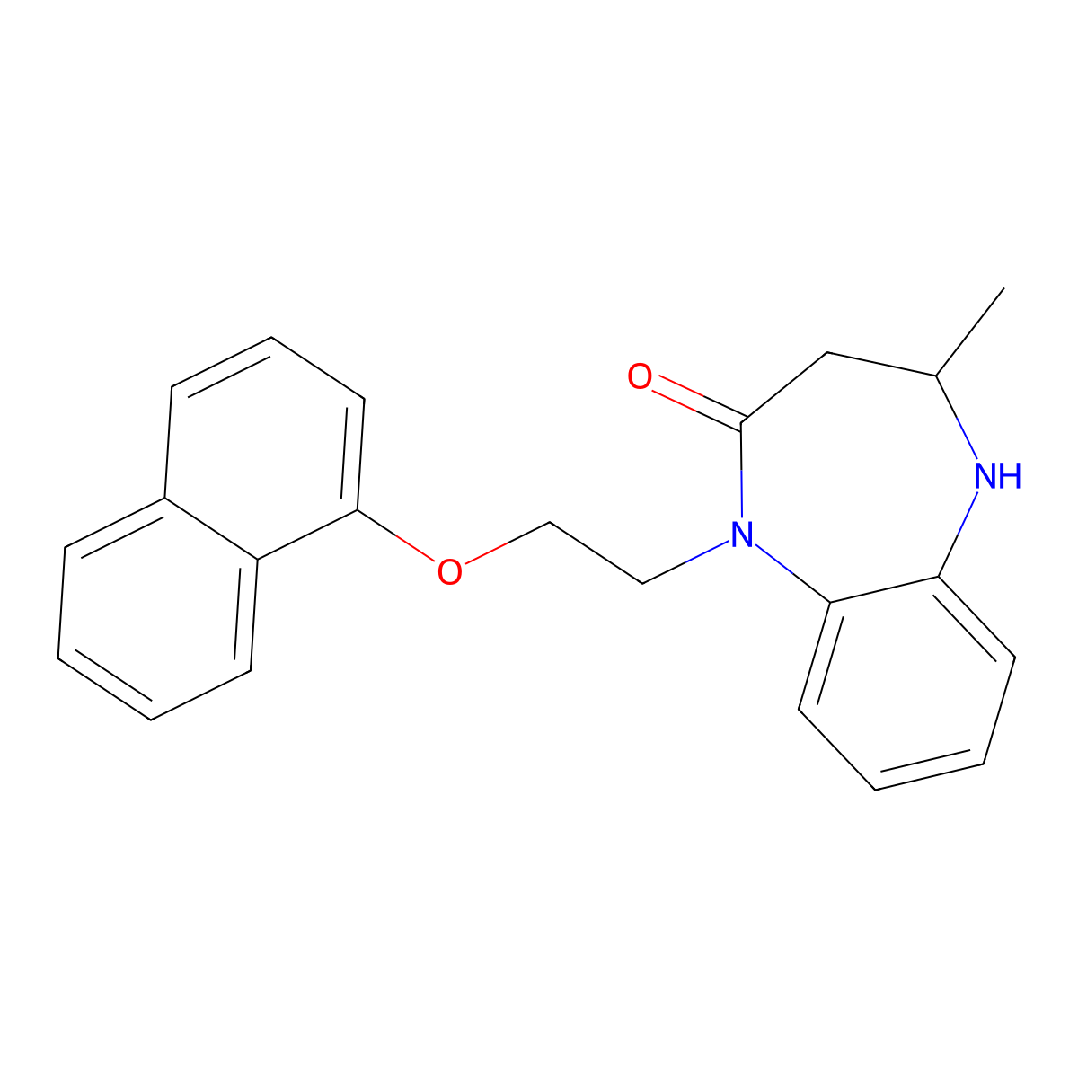 4-methyl-1-(2-(naphthalen-1-yloxy)ethyl)-4,5-dihydro-1H-benzo[b][1,4]diazepin-2(3H)-one molecular structure, CAS 1147195-99-0