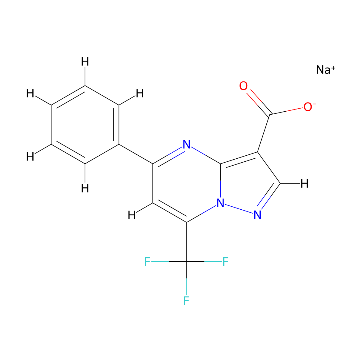 Sodium 5-phenyl-7-(trifluoromethyl)pyrazolo[1,5-a]pyrimidine-3-carboxylate molecular structure, CAS 1147198-16-0