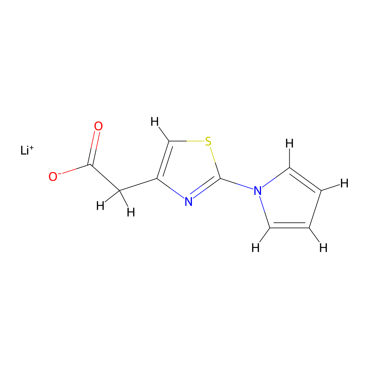 Lithium [2-(1H-pyrrol-1-YL)-1,3-thiazol-4-YL]acetate molecular structure, CAS 1147198-40-0