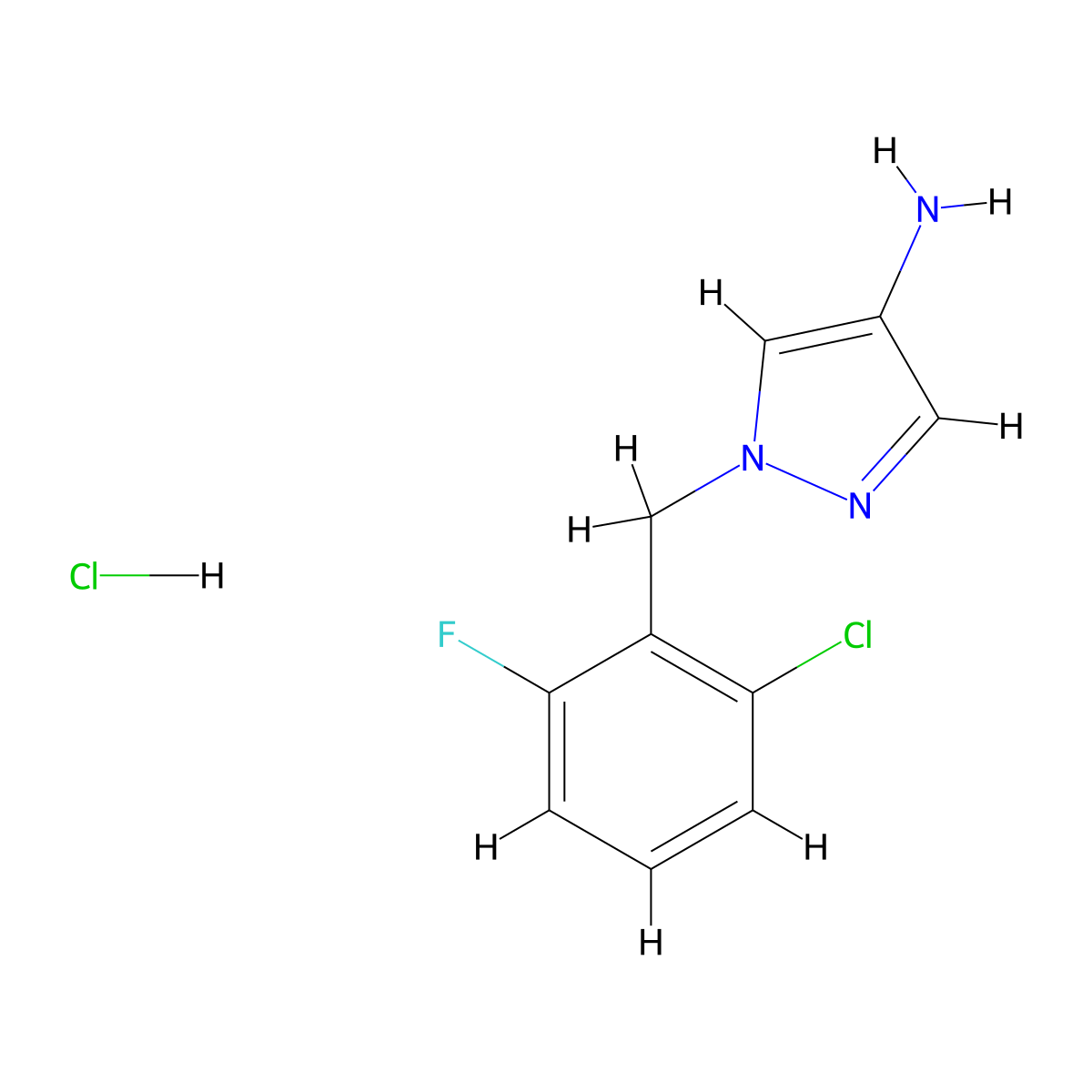 1-((2-chloro-6-fluorophenyl)methyl)-1H-pyrazol-4-amine hydrochloride molecular structure, CAS 1147198-88-6