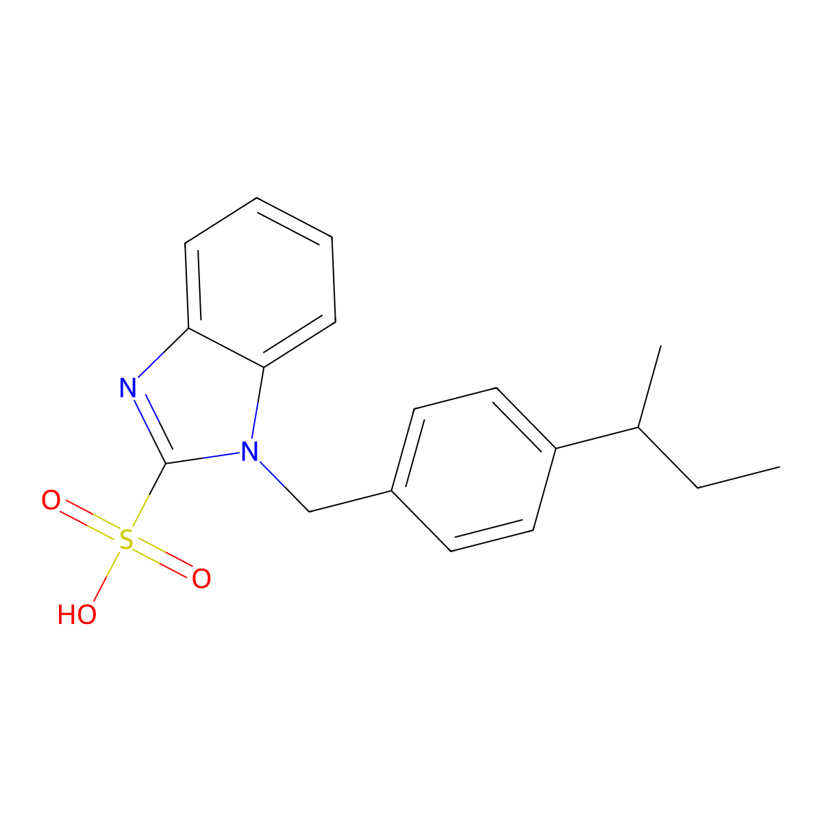 1-(4-(sec-Butyl)benzyl)-1H-benzo[d]imidazole-2-sulfonic acid molecular structure, CAS 1147200-25-6