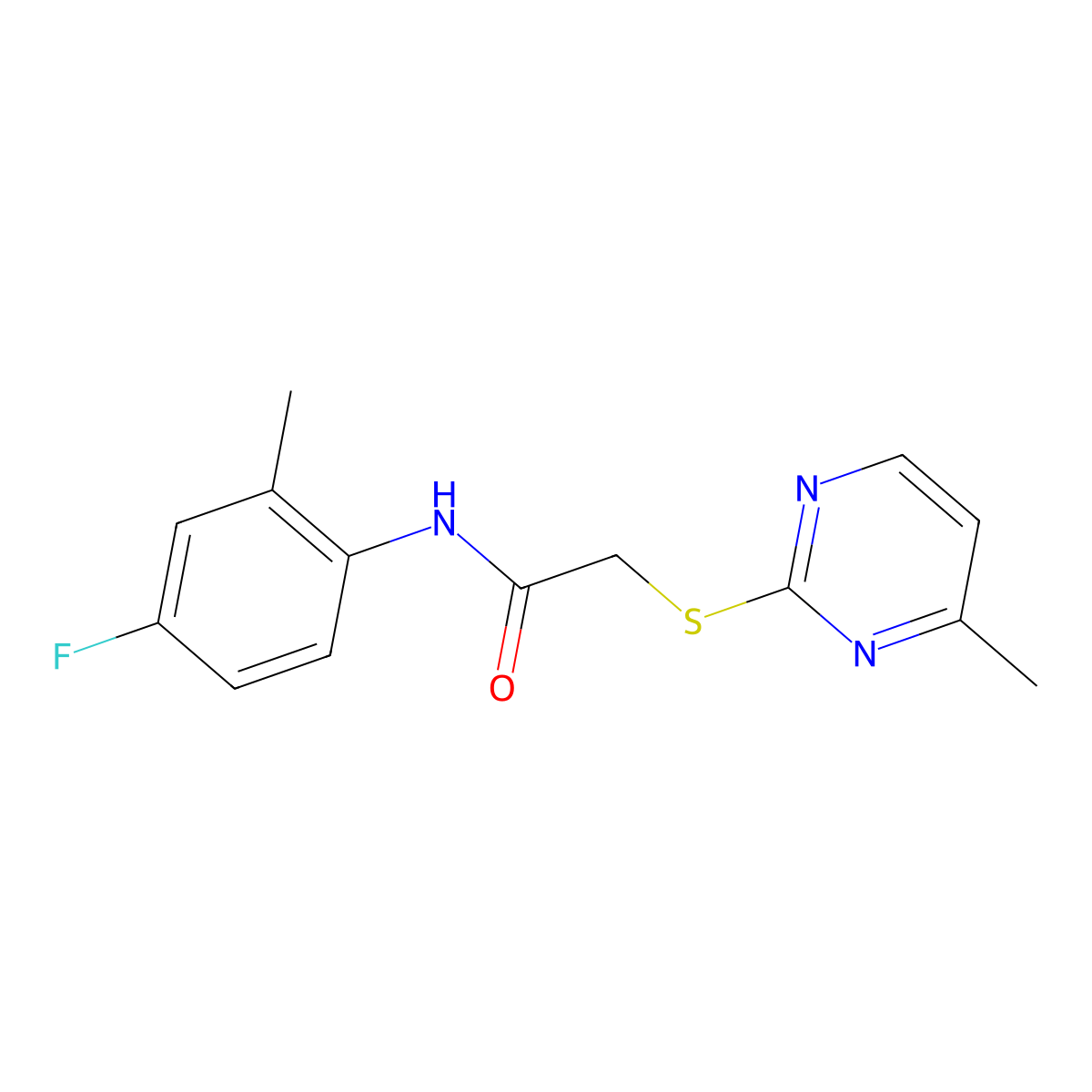 N-(4-fluoro-2-methylphenyl)-2-[(4-methylpyrimidin-2-yl)sulfanyl]acetamide molecular structure, CAS 1147202-22-9