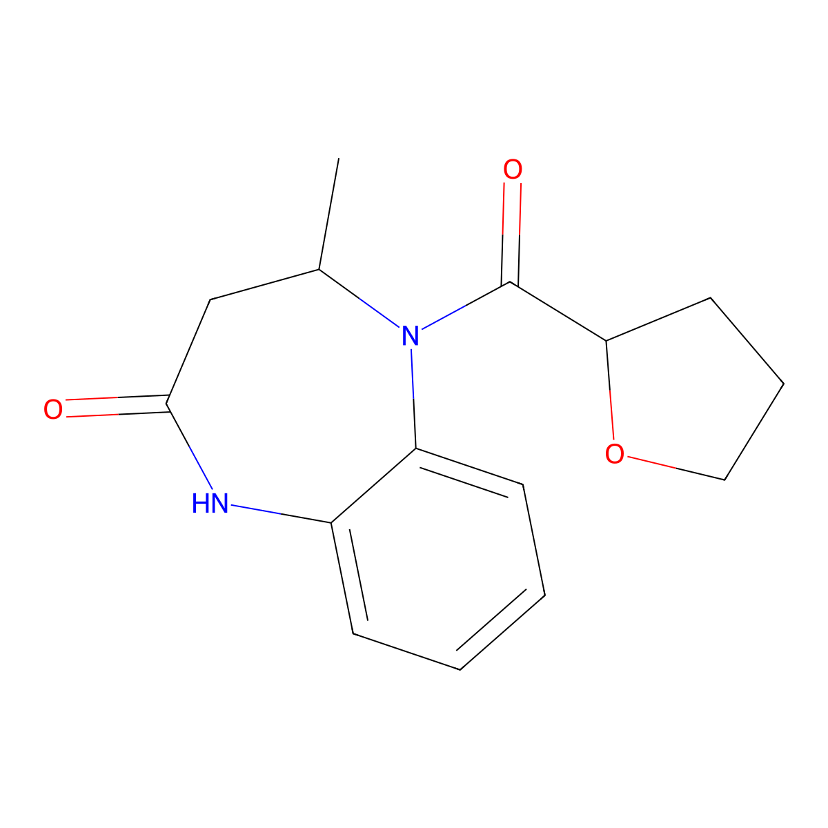 4-methyl-5-(tetrahydrofuran-2-ylcarbonyl)-1,3,4,5-tetrahydro-2H-1,5-benzodiazepin-2-one molecular structure, CAS 1147203-41-5