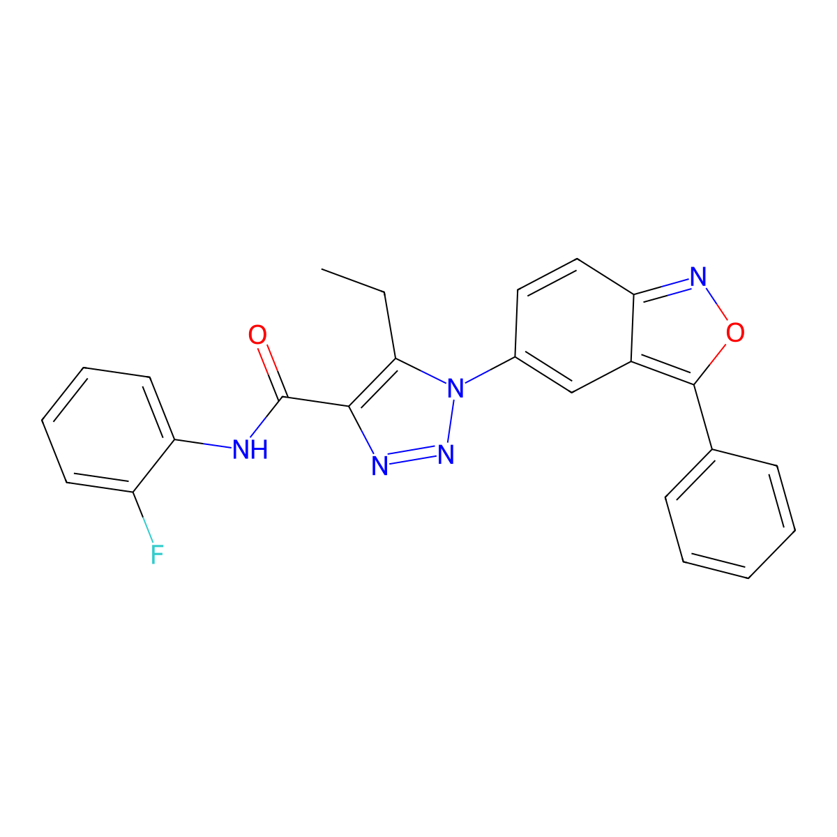 5-ethyl-N-(2-fluorophenyl)-1-(3-phenyl-2,1-benzoxazol-5-yl)-1H-1,2,3-triazole-4-carboxamide molecular structure, CAS 1147203-78-8
