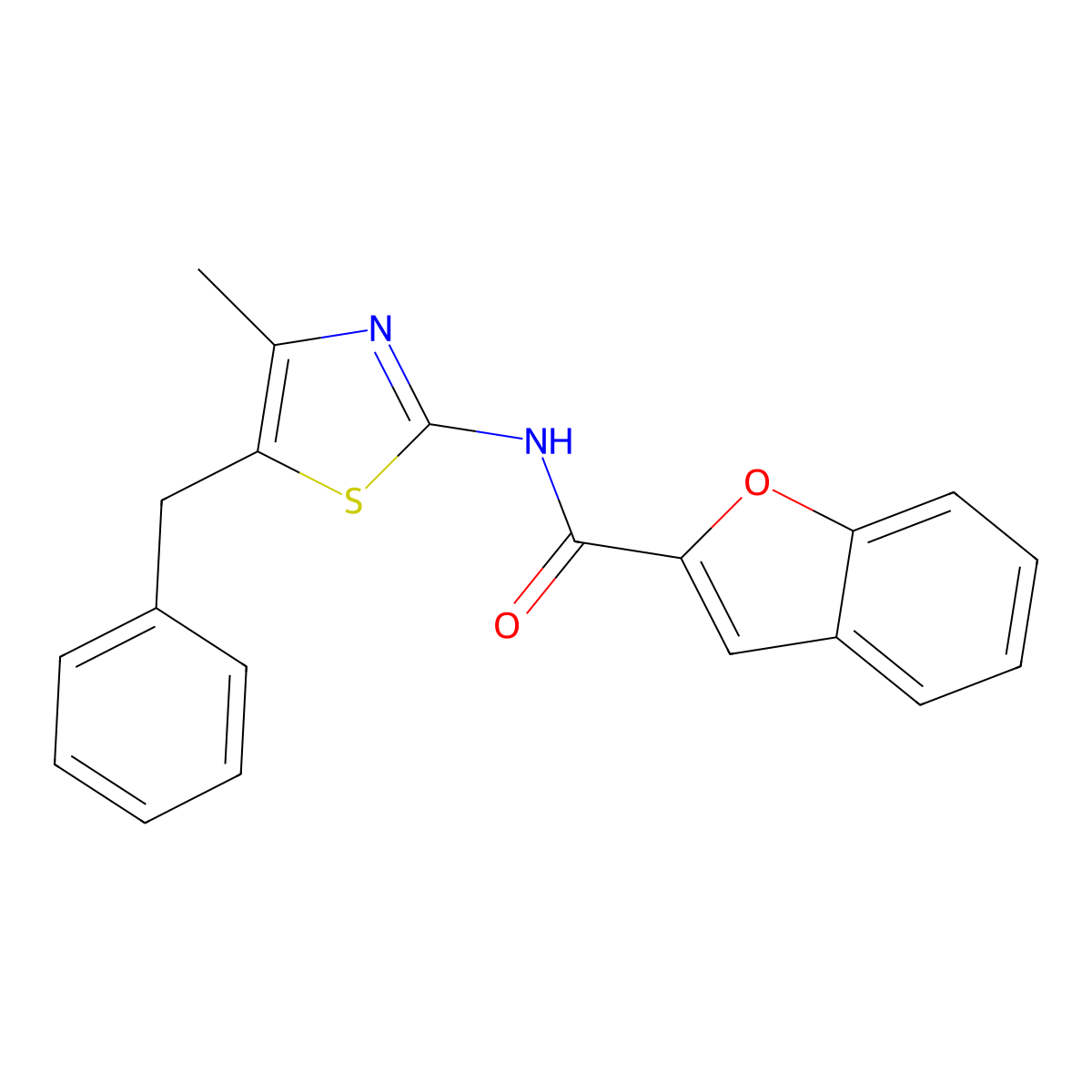 N-(5-benzyl-4-methyl-1,3-thiazol-2-yl)-1-benzofuran-2-carboxamide molecular structure, CAS 1147206-09-4