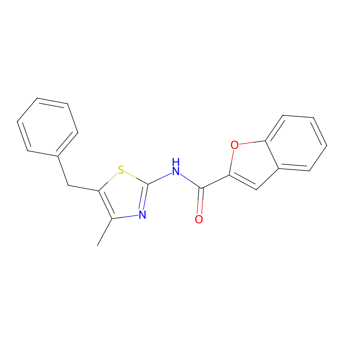 N-(5-benzyl-4-methyl-1,3-thiazol-2-yl)-1-benzofuran-2-carboxamide molecular structure, CAS 1147206-09-4