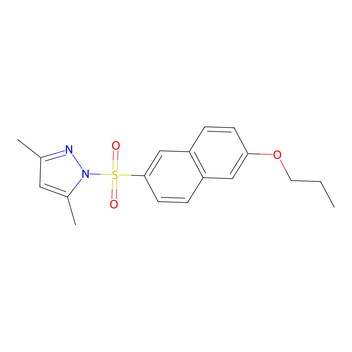 3,5-dimethyl-1-[(6-propoxynaphthalen-2-yl)sulfonyl]-1H-pyrazole molecular structure, CAS 1147207-46-2