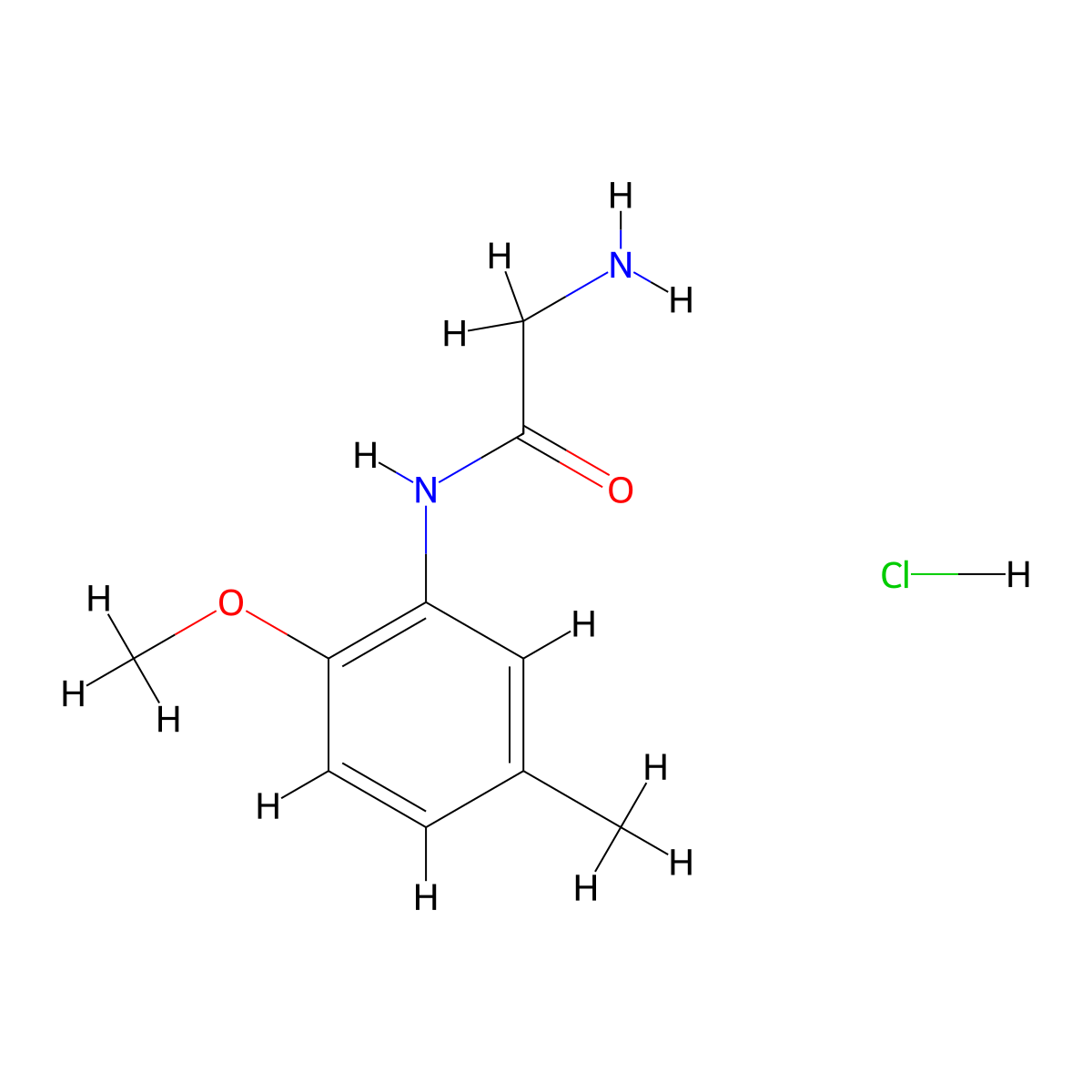 2-amino-N-(2-methoxy-5-methylphenyl)acetamide hydrochloride molecular structure, CAS 1147208-19-2