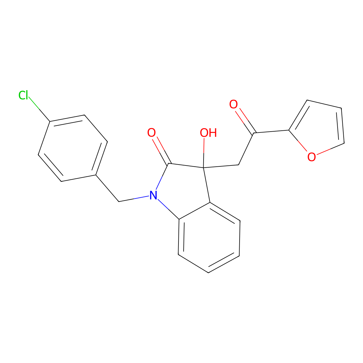 1-(4-chlorobenzyl)-3-[2-(furan-2-yl)-2-oxoethyl]-3-hydroxy-1,3-dihydro-2H-indol-2-one molecular structure, CAS 1147208-40-9
