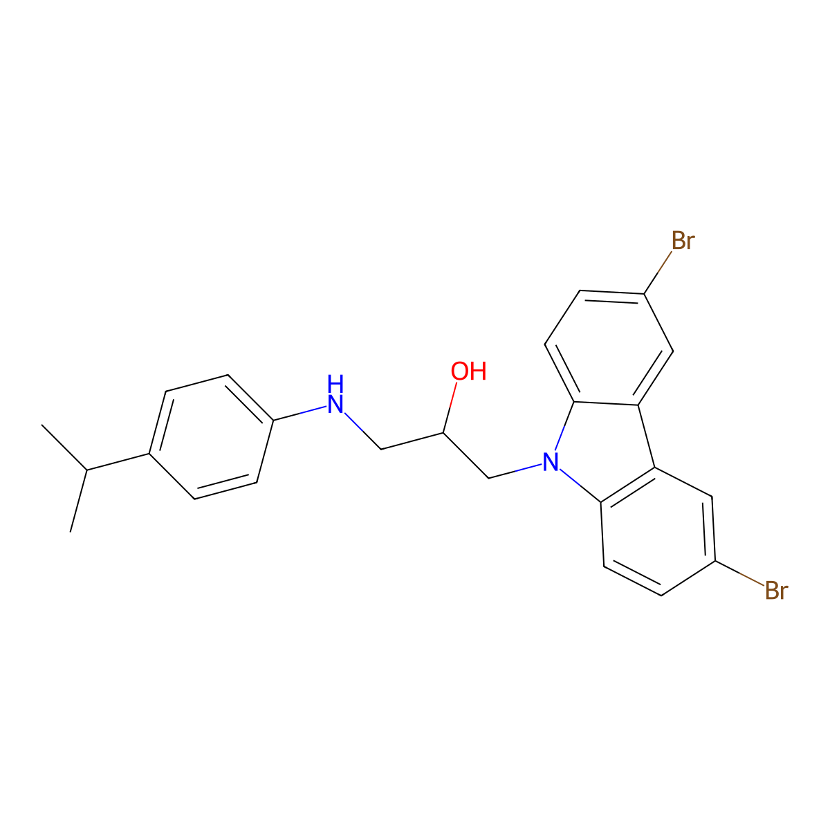 1-(3,6-dibromo-9H-carbazol-9-yl)-3-{[4-(propan-2-yl)phenyl]amino}propan-2-ol molecular structure, CAS 1147209-02-6