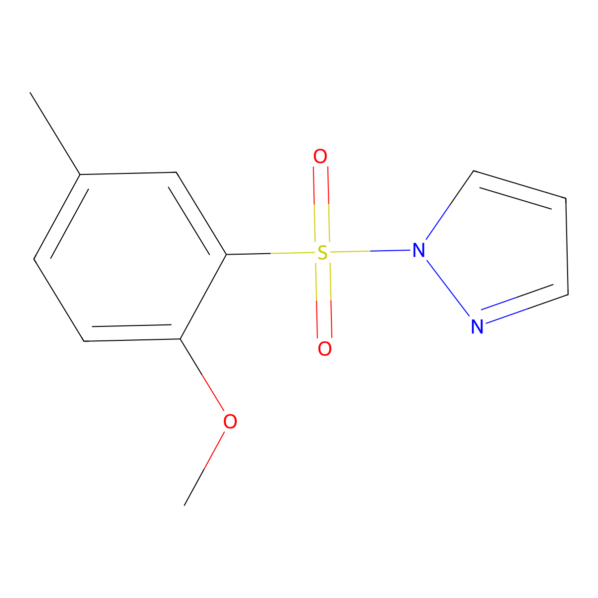 1-(2-methoxy-5-methylbenzenesulfonyl)-1H-pyrazole molecular structure, CAS 1147209-74-2