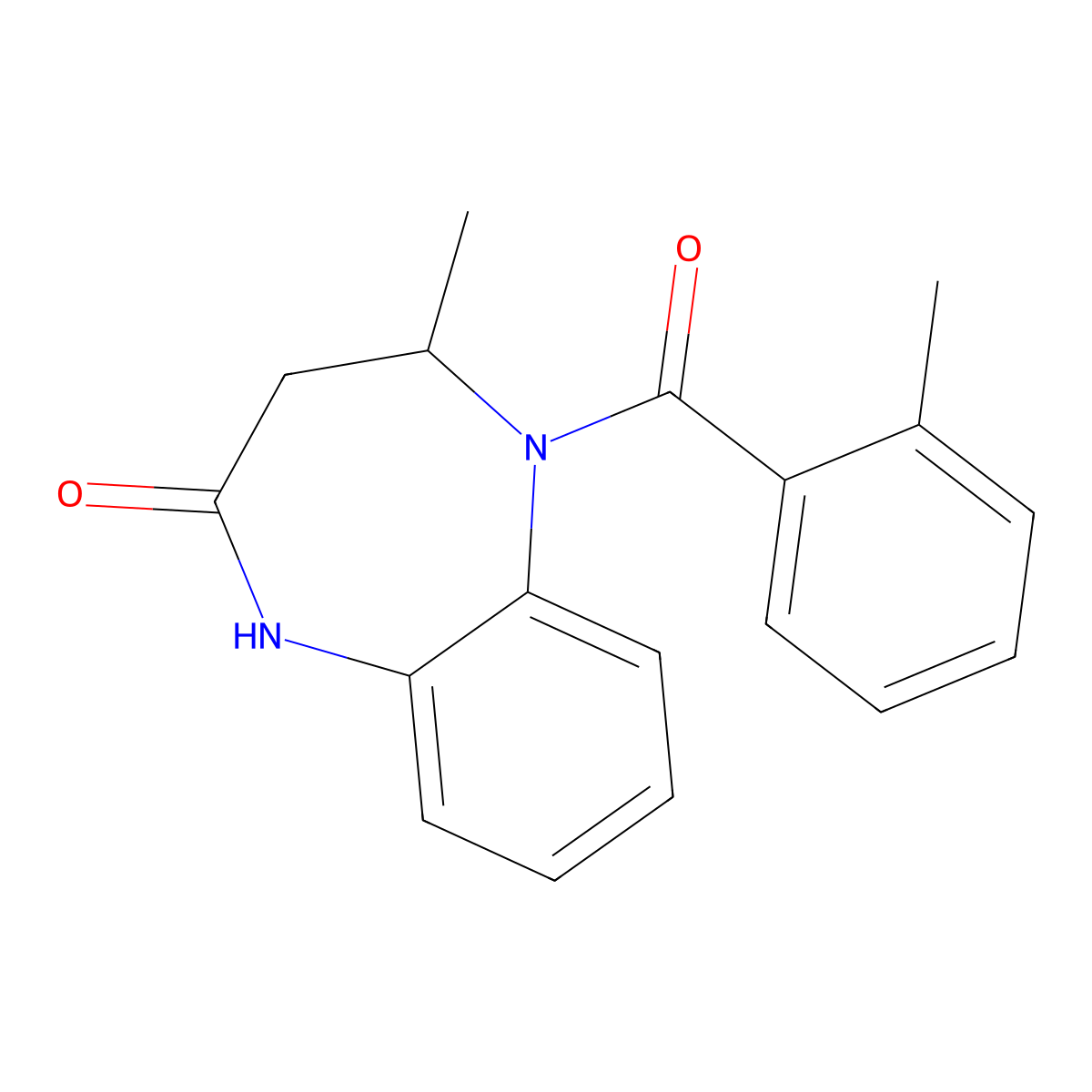 4-methyl-5-(2-methylbenzoyl)-4,5-dihydro-1H-benzo[b][1,4]diazepin-2(3H)-one molecular structure, CAS 1147209-81-1