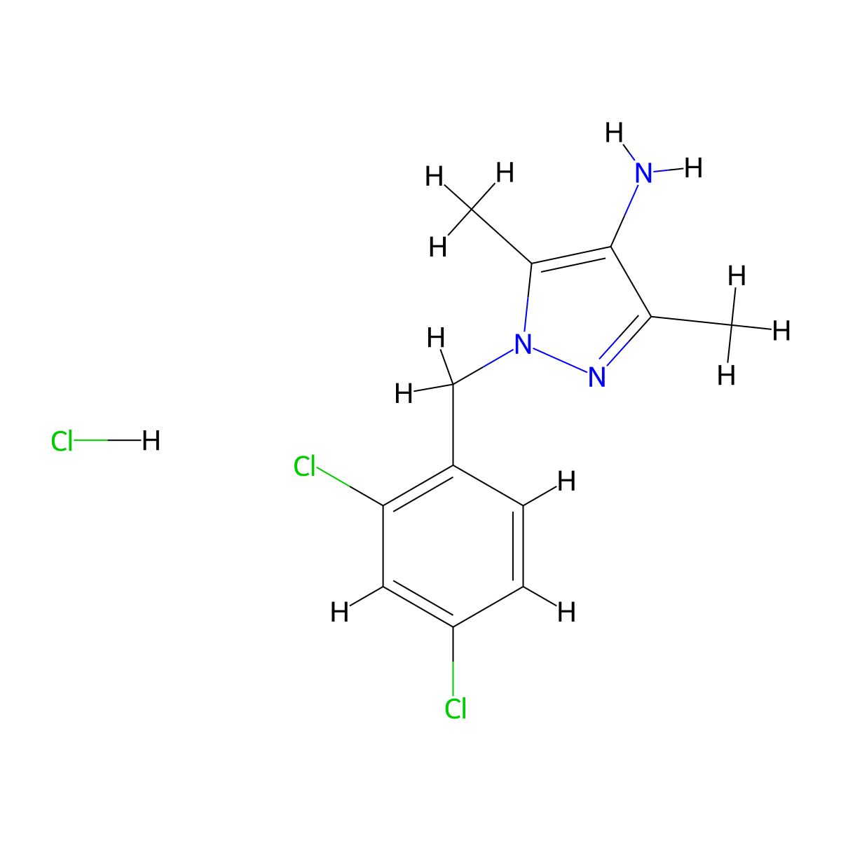 1-[(2,4-Dichlorophenyl)methyl]-3,5-dimethylpyrazol-4-amine;hydrochloride molecular structure, CAS 1147211-12-8