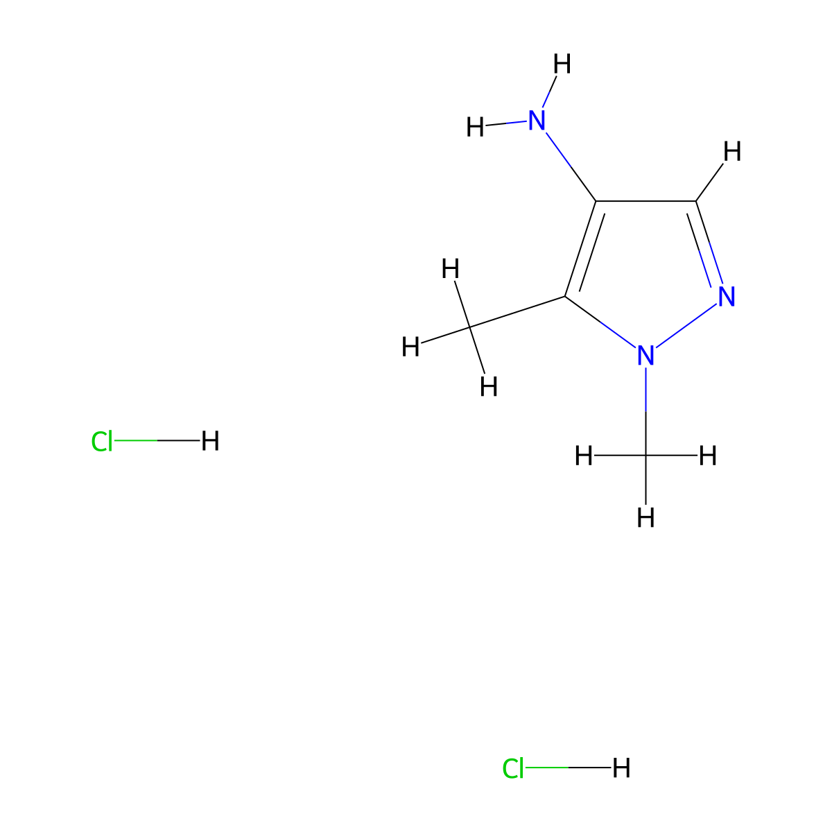 1,5-Dimethyl-1H-pyrazol-4-amine dihydrochloride molecular structure, CAS 1147211-80-0