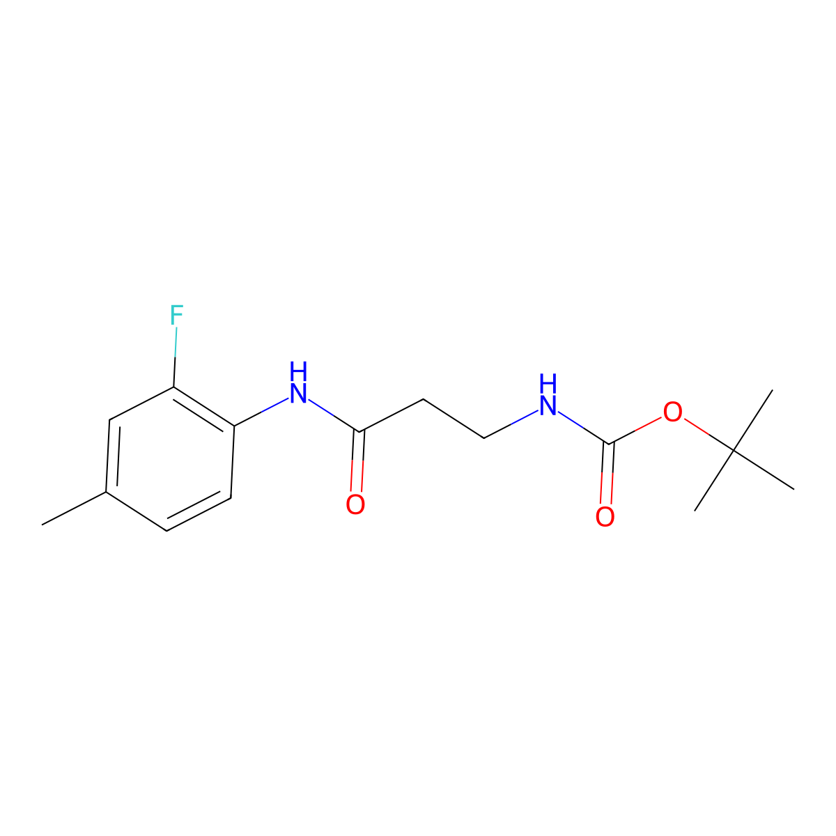 [2-(2-Fluoro-4-methyl-phenylcarbamoyl)-ethyl]-carbamic acid tert-butyl ester molecular structure, CAS 1147212-36-9
